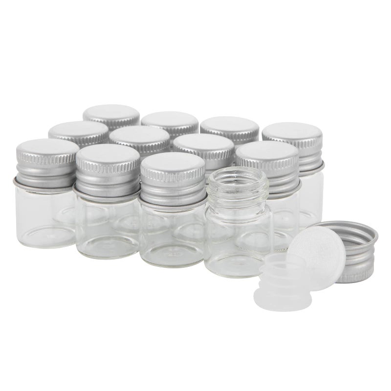 Cadbibe 5ml Glass Vials with Screw Caps and Plastic Stoppers, Small Clear Liquid Sample Vial, Leak-Proof Vial, 12PCS - Image 1