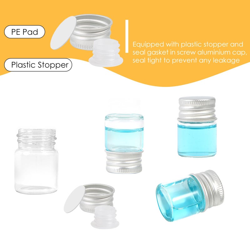 Cadbibe 5ml Glass Vials with Screw Caps and Plastic Stoppers, Small Clear Liquid Sample Vial, Leak-Proof Vial, 12PCS - Image 2