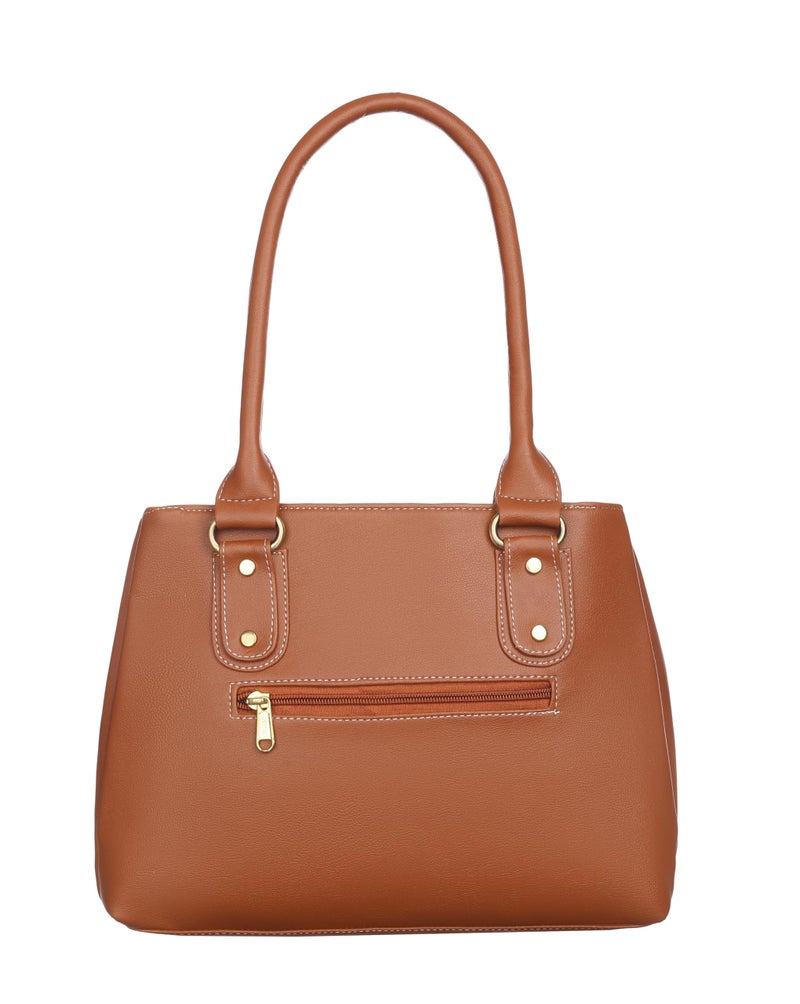 Fostelo Women's Gisele Satchel Tote Handbag for Women | Ladies Purse | Stylish Shoulder Bag | Gift For Women | Tan - Image 3