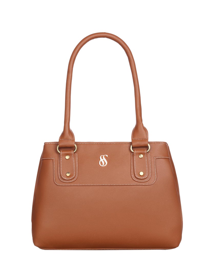 Fostelo Women's Gisele Satchel Tote Handbag for Women | Ladies Purse | Stylish Shoulder Bag | Gift For Women | Tan - Image 2