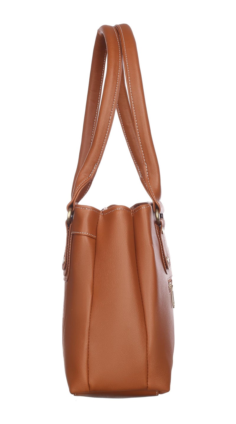 Fostelo Women's Gisele Satchel Tote Handbag for Women | Ladies Purse | Stylish Shoulder Bag | Gift For Women | Tan - Image 4