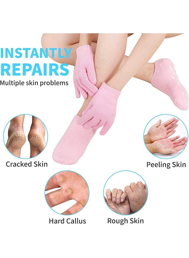 Generic Moisturizing Glove and Sock, Gel Spa Moisturizing Therapy Sock ＆ Glove, Soften Repairing Dry Cracked, Hands Feet Skin Care (Pink)  - Image 3