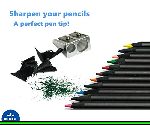 Wekoil Pencil Sharpeners Manual Twin Metal Dual Sharpening Blade Double Holes Rectangular Pencil Sharpener for Colored Graphite Pencils Crayons Jumbo, Pack of 4,Silver - Image 5