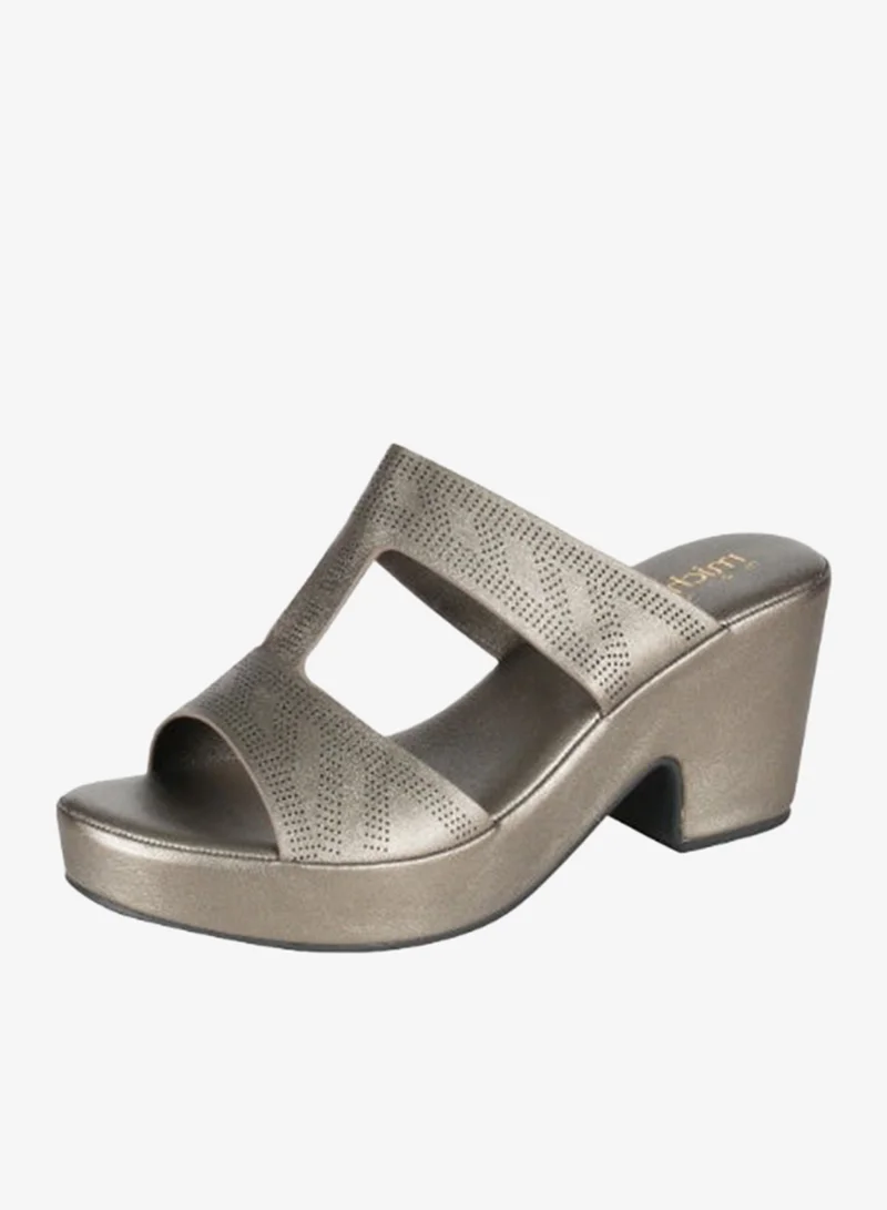 092-2953 Michelle Morgan Ladies Block Heels Sandals4RJ859 Pewter