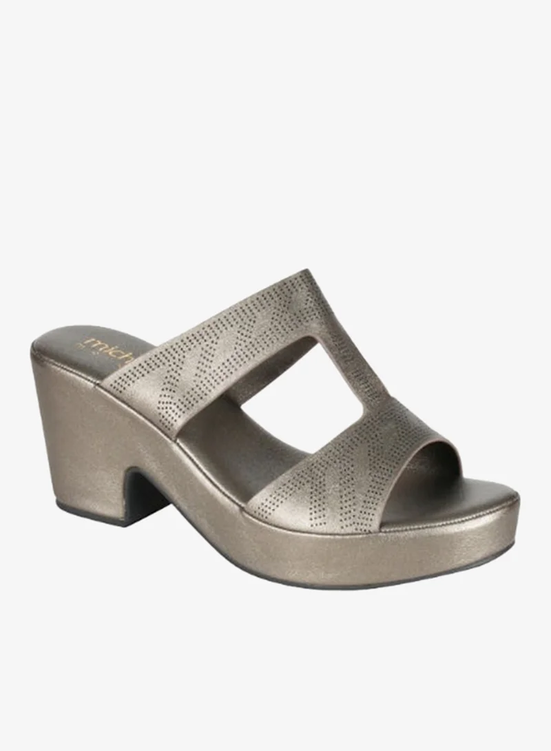 Michelle Morgan Pewter 092-2953 Michelle Morgan Ladies Block Heels Sandals4RJ859 Pewter for Women | Best Price UAE
