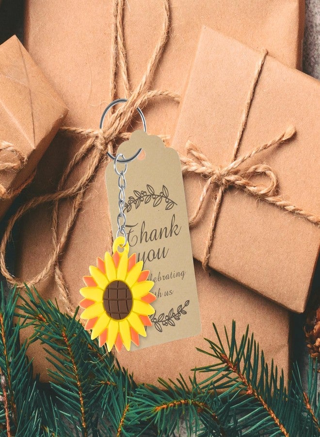 SUMERSHA 20 Sets 60Pcs Sunflower Party Favors, Sunflower Keychains, Yellow Organza Bags and Thank You Kraft Tags - Sunflower Ornament Keychains Set for Summer Theme Party Wedding Birthday Baby Shower Party - Image 5