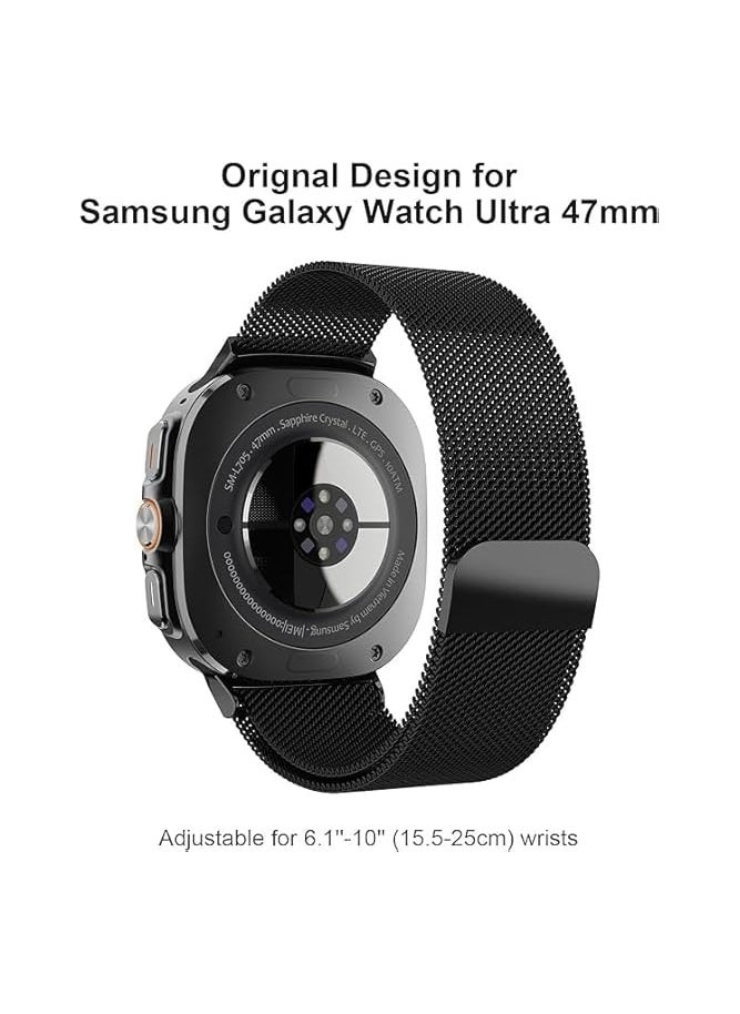 Generic - Magentic Metal Strap Samsung Galaxy Watch 7 Ultra 47mm (2024) - Black - Image 1