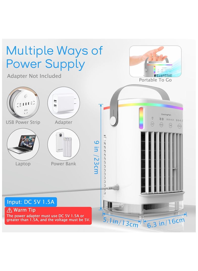 Generic - Portable Air Conditioner, Air Cooler Mini Air Conditioner, Small Air Conditoner Cooler Fan with 4 Speeds & Cool Mist, 2-8H Timer, 7 LED Lights for Personal Use Air Cooler for Bedroom Home Office Beige - Image 1