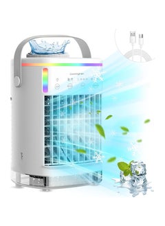 Portable Air Conditioner, Air Cooler Mini Air Conditioner, Small Air Conditoner Cooler Fan with 4 Speeds & Cool Mist, 2-8H Timer, 7 LED Lights for Personal Use Air Cooler for Bedroom Home Office Beige