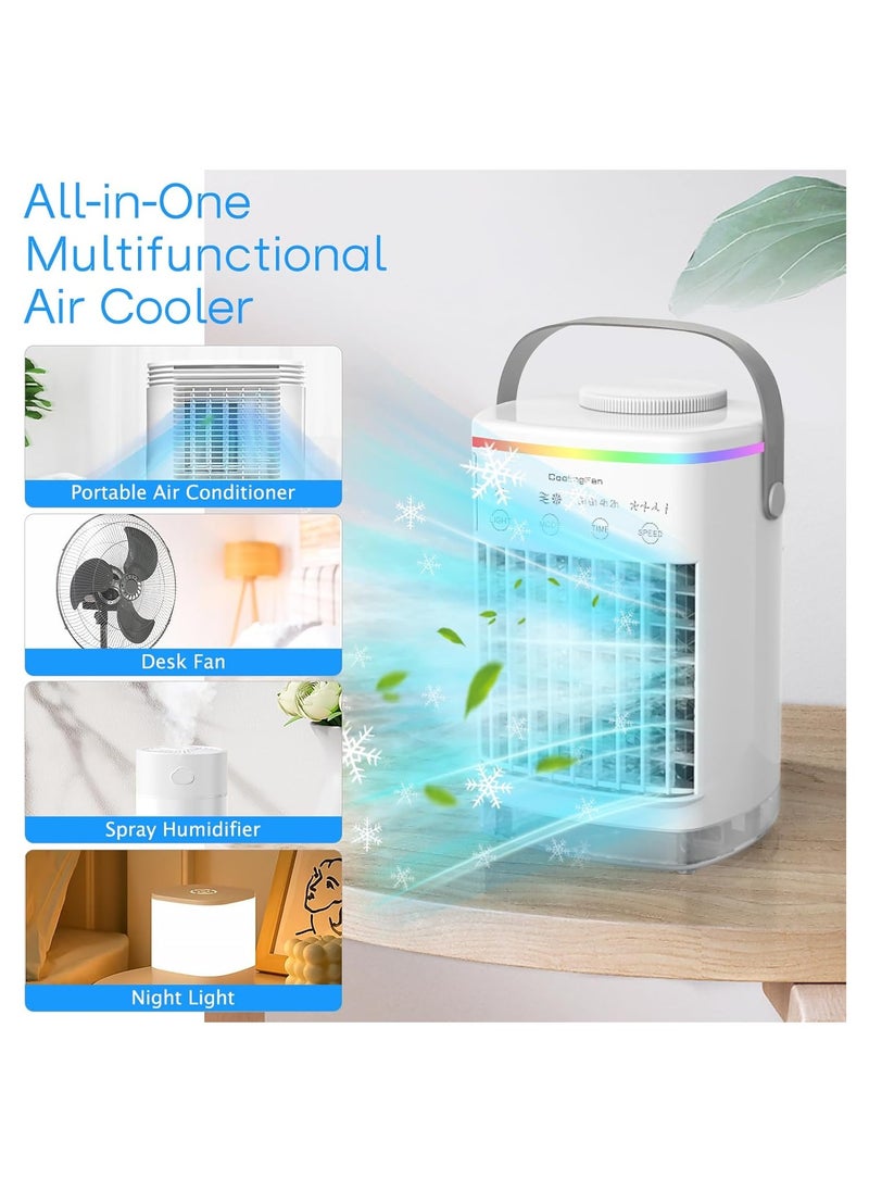 Generic - Portable Air Conditioner, Air Cooler Mini Air Conditioner, Small Air Conditoner Cooler Fan with 4 Speeds & Cool Mist, 2-8H Timer, 7 LED Lights for Personal Use Air Cooler for Bedroom Home Office Beige - Image 1