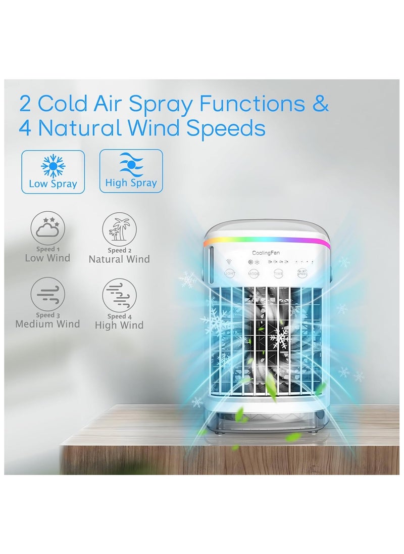 Generic - Portable Air Conditioner, Air Cooler Mini Air Conditioner, Small Air Conditoner Cooler Fan with 4 Speeds & Cool Mist, 2-8H Timer, 7 LED Lights for Personal Use Air Cooler for Bedroom Home Office Beige - Image 1