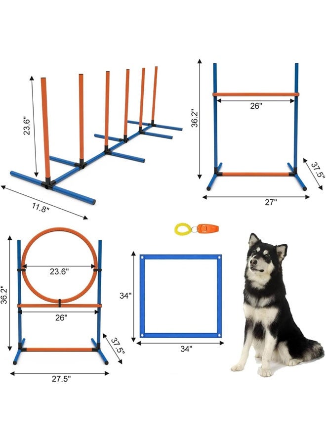 L&E Dog Agility Course Backyard Set – 4-Piece Agility Training Equipment with Jump Bar, Hoop, Weave Poles, Pause Box & Bag – Indoor/Outdoor Dog Obstacle Course & Exercise Playset - Image 3