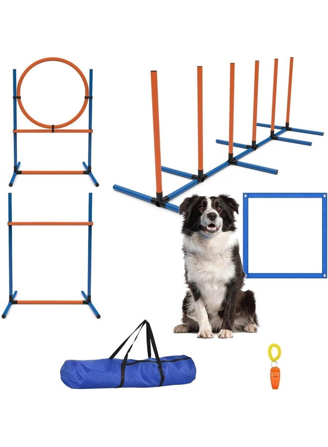 L&E Dog Agility Course Backyard Set – 4-Piece Agility Training Equipment with Jump Bar, Hoop, Weave Poles, Pause Box & Bag – Indoor/Outdoor Dog Obstacle Course & Exercise Playset - Image 1