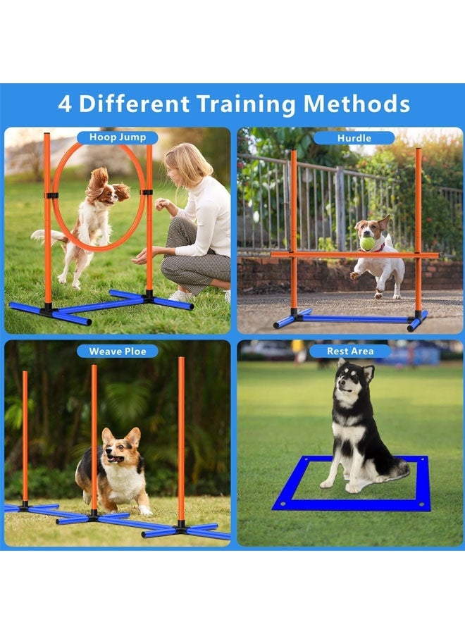 L&E Dog Agility Course Backyard Set – 4-Piece Agility Training Equipment with Jump Bar, Hoop, Weave Poles, Pause Box & Bag – Indoor/Outdoor Dog Obstacle Course & Exercise Playset - Image 2