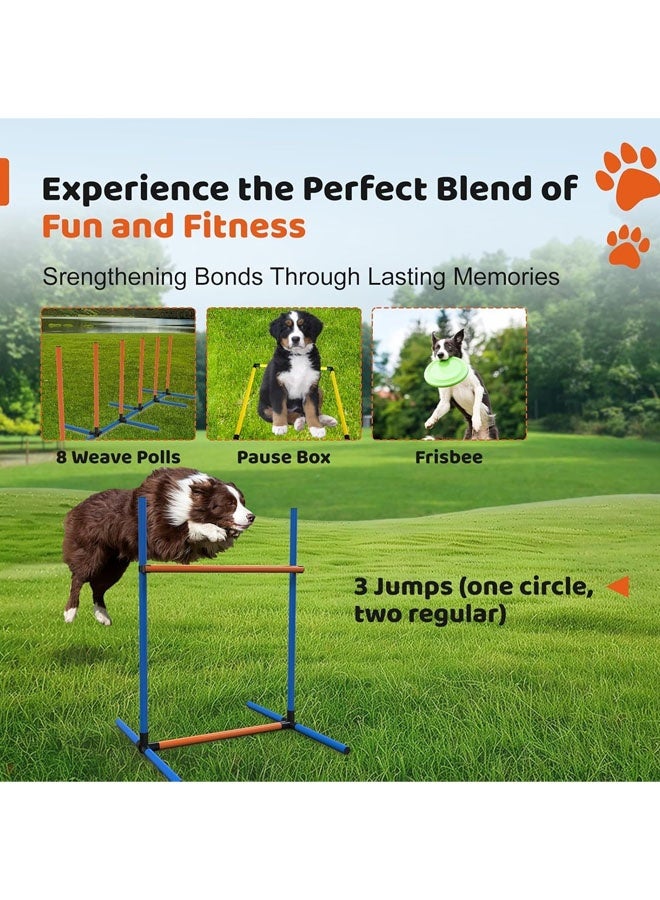 L&E Dog Agility Course Backyard Set – 4-Piece Agility Training Equipment with Jump Bar, Hoop, Weave Poles, Pause Box & Bag – Indoor/Outdoor Dog Obstacle Course & Exercise Playset - Image 4