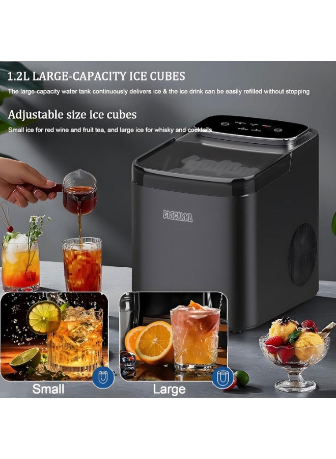 epicarma 1.2L Portable Countertop Ice Maker Machine 12kg/24H, 9 Bullet Ice Cubes in 6 Minutes, Large & Small Ice Size Selection, Self-Cleaning Ice Maker with Ice Basket, Scoop & Ice Bags, Compact Ice Machine for Home Kitchen Office Bar Party - Image 2
