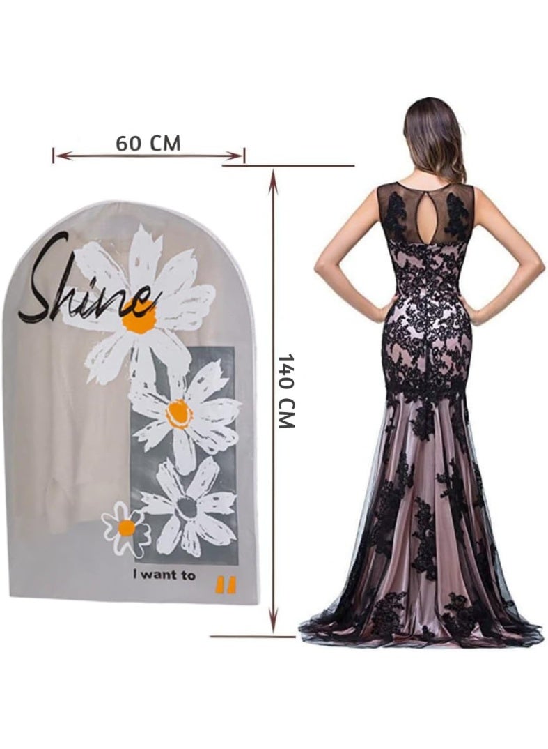 مجموعة من 5 أكياس ملابس لتخزين الملابس في الخزانة، غطاء بلاستيكي للبدلات مزود بسحاب، مقاوم للماء وشبه شفاف، لحماية الملابس من البدلات والمعاطف والسترات والفساتين، 60 × 140 سم (رمادي). - Image 2