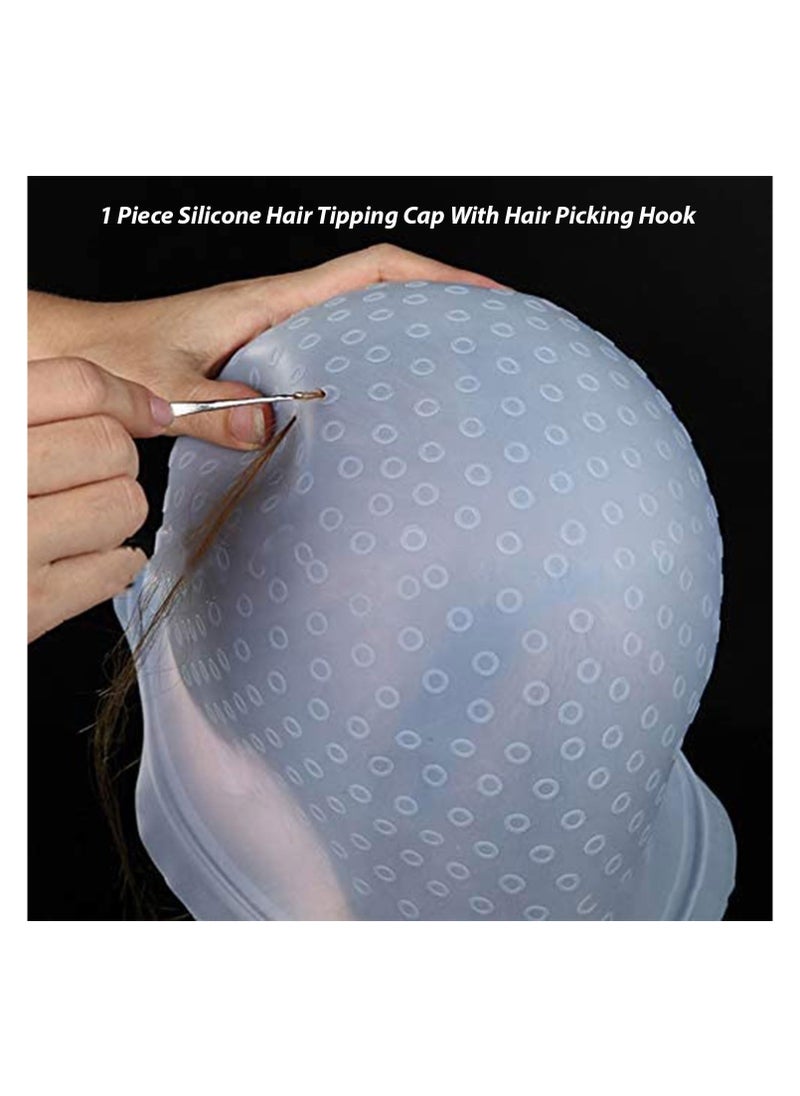 Estrico Silicone Frosting Coloring Hat Professional Highlighting Streaking Hair Dye Cap Hairdressing Tools Highlight Caps with Coloring Hair Hook for Women Men  - Image 2