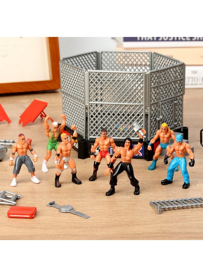 HAPTIME 32Pcs Wrestling Toys for Kids, Wrestlers Playset with 12 Wrestling Action Figures, Wrestling Rings, Many Realistic Accessories, Toy Figures & Playset Gift for 2 3 4 5 6 Boys Girls, Cool Cake Toppers  - Image 2