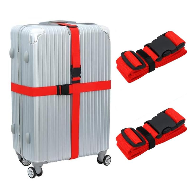 FUOCO Robustt Luggage Belt Suitcase Straps Pack of 2 with Adjustable Travel Belt Stylish Fashionable Design, Protect Your belongings Carry on Travel with Buckle Clip Bag Band Make in India - Image 1