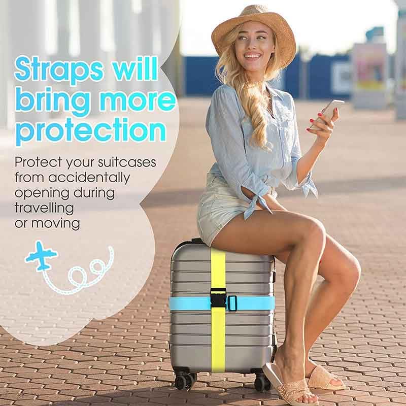 FUOCO Robustt Luggage Belt Suitcase Straps Pack of 2 with Adjustable Travel Belt Stylish Fashionable Design, Protect Your belongings Carry on Travel with Buckle Clip Bag Band Make in India - Image 3