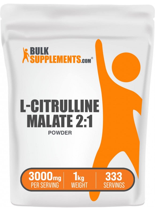BULKSUPPLEMENTS.COM L-Citrulline Malate 2:1 Powder - L Citrulline Malate Supplement, Citrulline Malate Powder - Unflavored & Gluten Free - 3g per Servings, 333 Servings, 1kg (2.2 lbs) - Image 1