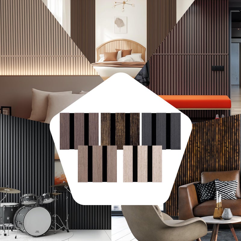 Mollywell Wood Panels for Wall, Time-Saving Installation, Versatile Wood Slat Wall Decor, Enhanced Acoustic & Sound Proof Fluted Design for Home & Office, Sample Pack, 4.2x3.9 Inch - Image 5