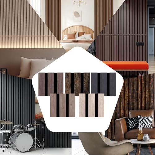 Mollywell Wood Panels for Wall, Time-Saving Installation, Versatile Wood Slat Wall Decor, Enhanced Acoustic & Sound Proof Fluted Design for Home & Office, Sample Pack, 4.2x3.9 Inch - Image 1