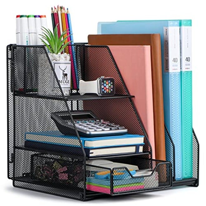 Pen Holder for Desk, 360 Rotating Pencil Holder, Cup Holder for Desk Office, Desk Organizers and Accessories in  Black