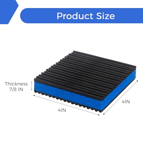 QDOCURO 4Pcs Anti Vibration Pads 4 X 4 X 78 Sound Isolation Ribbed Rubber Mats with EVA Center Heavy Duty Blue EVA Pad for Air ConditionerCompressorsHVACTreadmills etc - Image 3