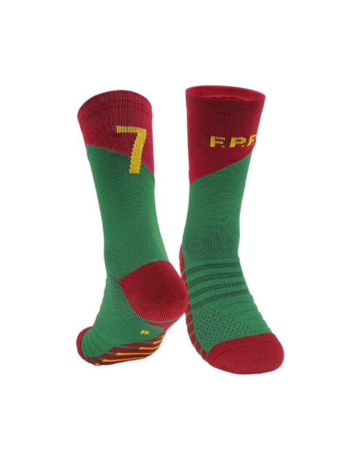 M MIAOYAN M MIAOYAN football star Messi Ronaldo Mbappe Neymar same football socks men and women adult non-slip socks towel bottom mid-tube socks sports socks