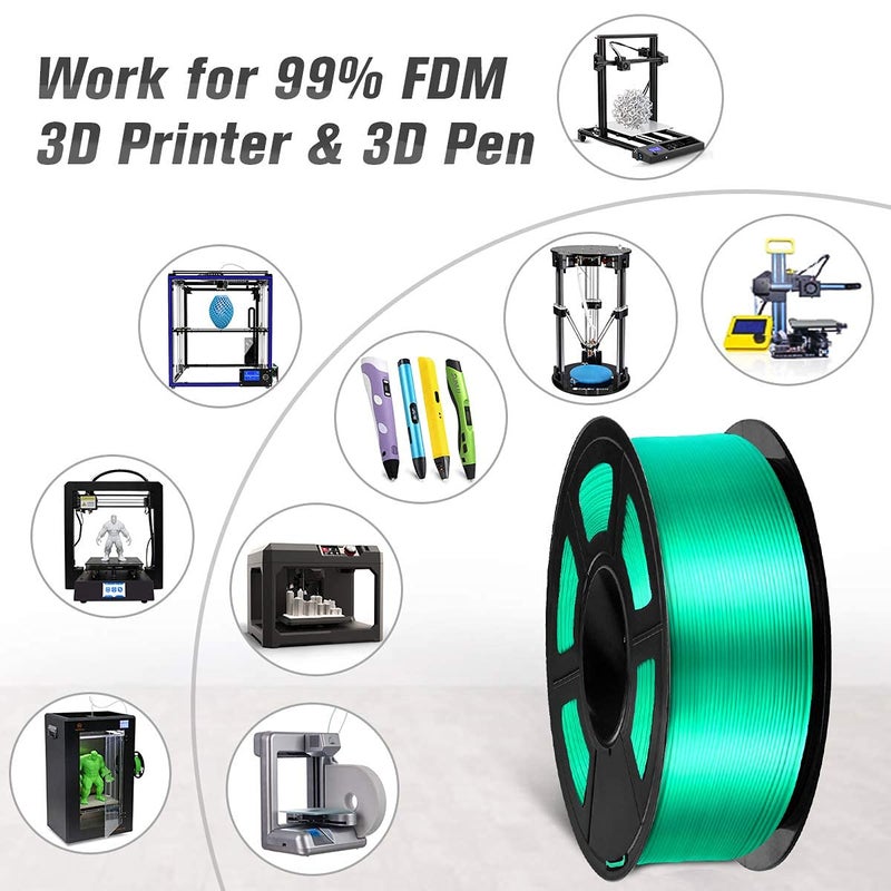 Protomont TECHNOLOGIES FiLAMONT PLA Silk Filament 1.75mm, 3D Printer Filament, Shiny Silk 1.75 PLA Filament, 1kg(2.2Lbs)/Spool (Silk Green) - Image 4