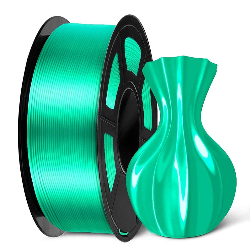 Protomont TECHNOLOGIES FiLAMONT PLA Silk Filament 1.75mm, 3D Printer Filament, Shiny Silk 1.75 PLA Filament, 1kg(2.2Lbs)/Spool (Silk Green) - Image 1