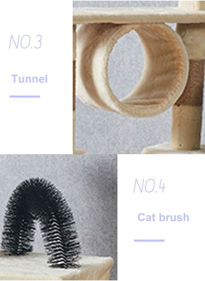 S-Color - Multi-Level Cat Tree Tower House with Scratching Post for Kittens, Large Cats Beige 150 Centimeter - Image 1