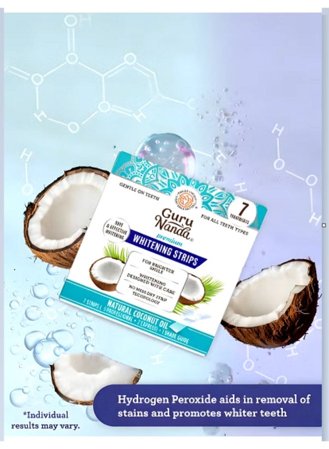 GuruNanda Teeth Whitening Strips Hydrogen Peroxide Oral Care Brighter Smile Non-Slip Dry Strips 7-Day Treatment 14 Strips - Image 3