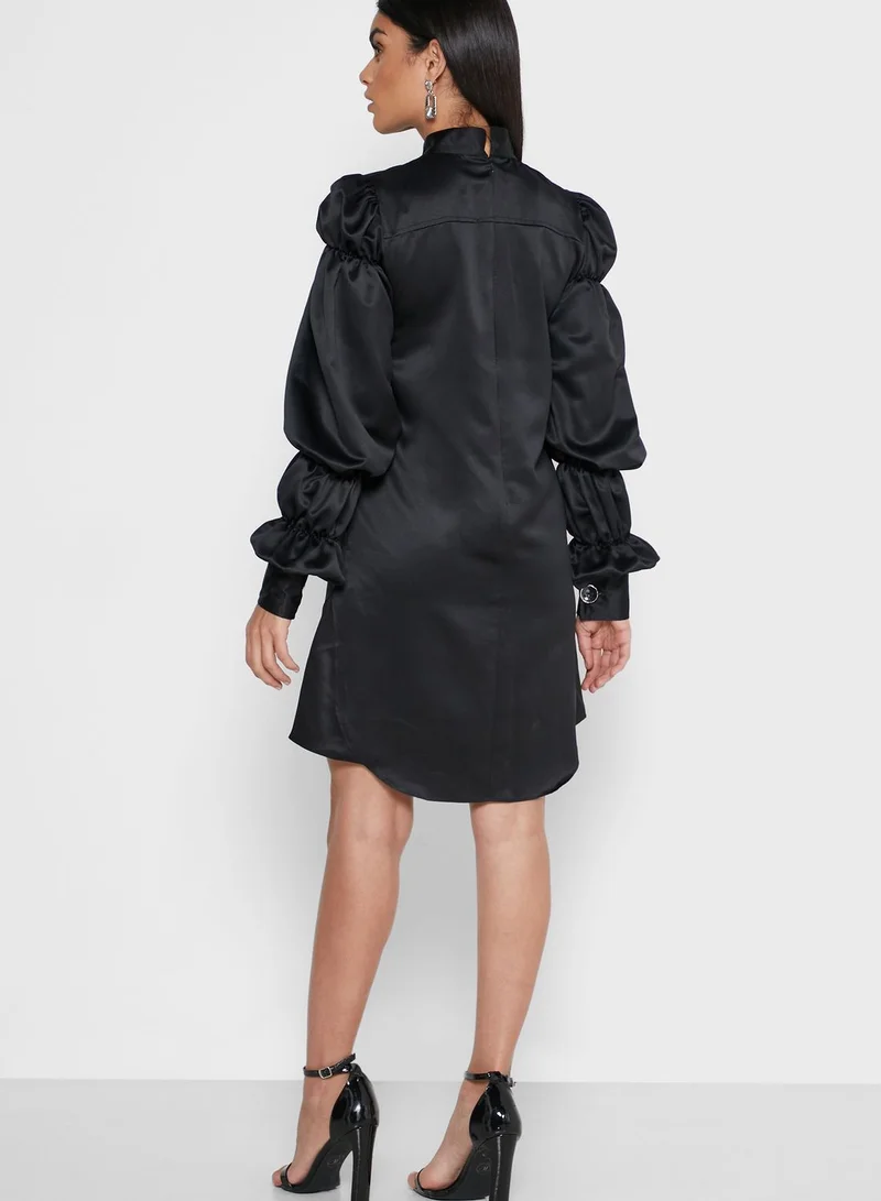 Own The Looks Ruched Sleeve Shirt Dress