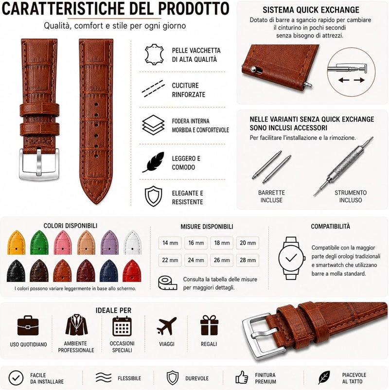diloy Uhrenarmband aus leder mit Krokodil-Prägung, Kroko 14 mm, 16 mm, 18 mm, 20 mm, 22 mm, 24 mm, 26 mm, 28 mm, 30 mm, Ref. 368 - Image 5