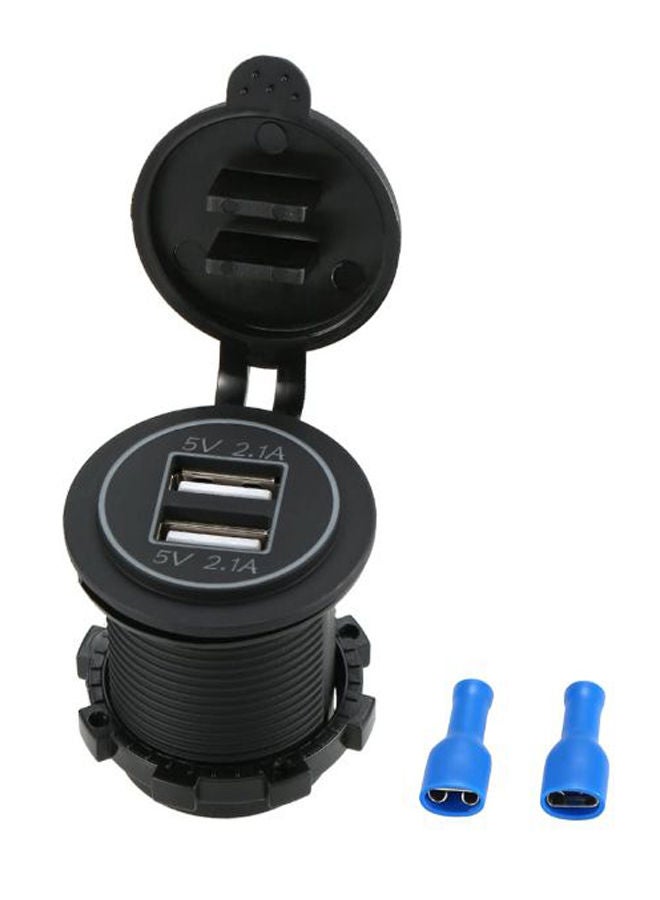 NIBEMINENT Dual 2 USB Car Mobile Phone Charger Black/Blue - Image 1