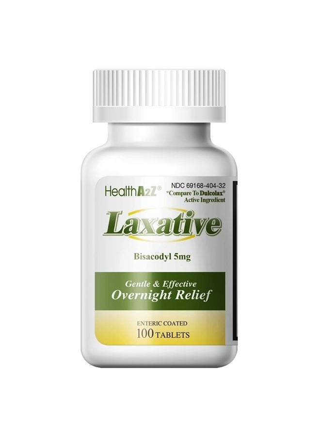 HealthA2Z Laxative Bisacodyl 5mg | 100 Counts | Gentle and Fast Overnight Relief for Constipation  - Image 1