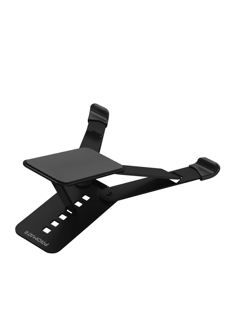 PROMATE - Promate Laptop Stand with Optimized Air Ventilation, Adjustable Height and Foldable Design Black - Image 1