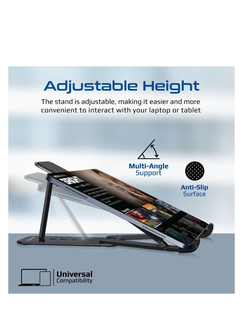 PROMATE - Promate Laptop Stand with Optimized Air Ventilation, Adjustable Height and Foldable Design Black - Image 1