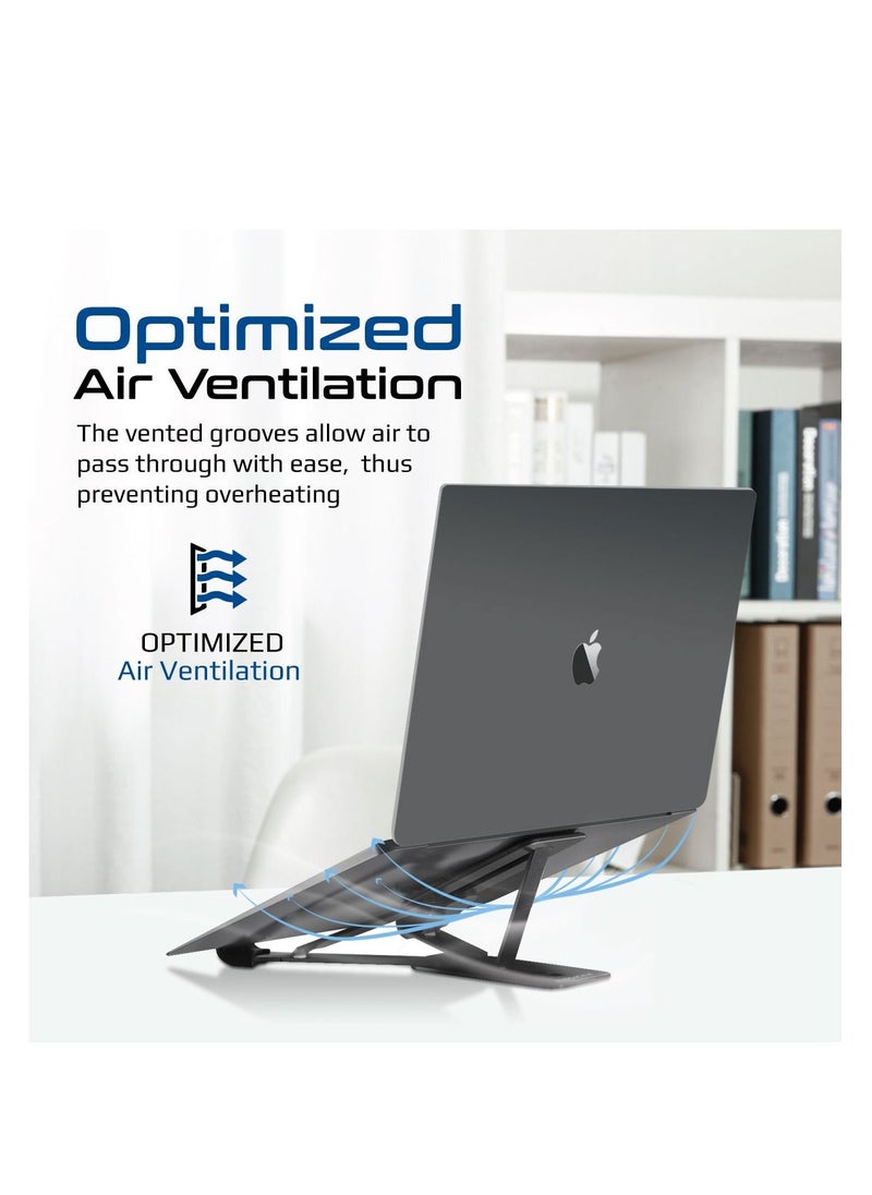PROMATE - Promate Laptop Stand with Optimized Air Ventilation, Adjustable Height and Foldable Design Black - Image 1