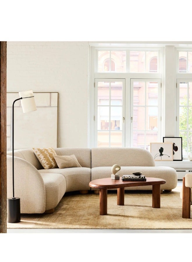 Curve Corner 3-Piece Fabric Sofa - Customizable Sectional Sofa for Living Room, Premium Upholstery, L-Shape Design