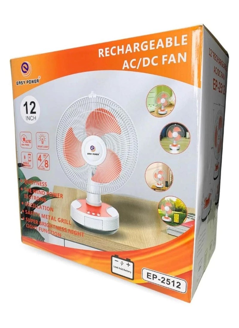 Easy Power 12-inch rechargeable solar-powered table fan  - Image 4