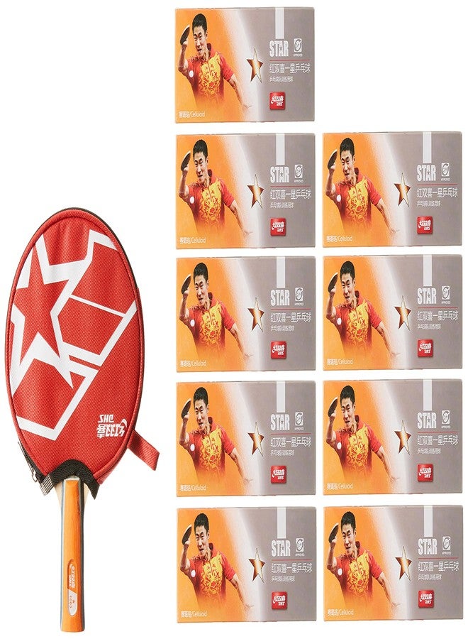 دي إتش أس مضرب تنس الطاولة A1003 DHS مع كرة تنس الطاولة DHS 40 مم نجمة واحدة برتقالية (علبة 90 قطعة) - Image 3