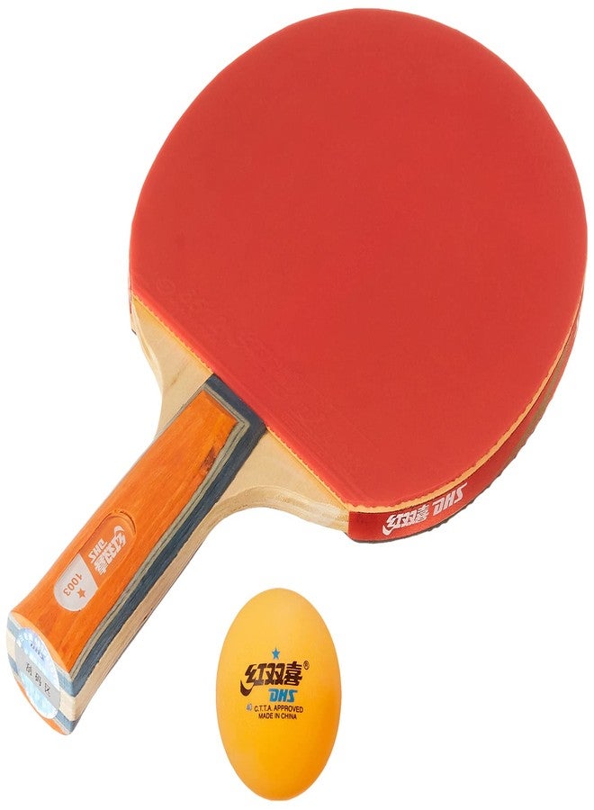 دي إتش أس مضرب تنس الطاولة A1003 DHS مع كرة تنس الطاولة DHS 40 مم نجمة واحدة برتقالية (علبة 90 قطعة) - Image 2