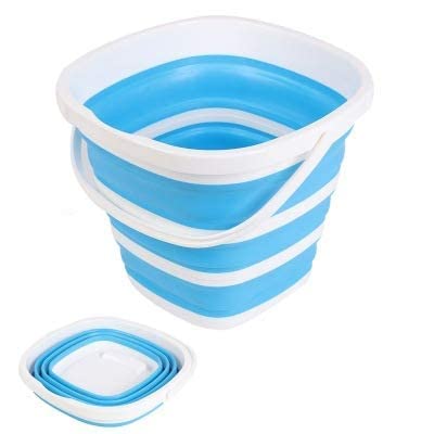 QUALIZA Collapsible Foldable Silicone Squre Bucket for FishingCampingCar WashingAll Other HomeOutdoorGarden Activities Multicolour 10 LTR