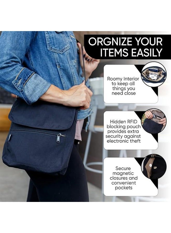 Peak Gear Nylon Crossbody Purse with RFID Blocking Pocket and Lifetime Recovery Service. Versatile and Stylish Shoulder Bag | Black - Image 4