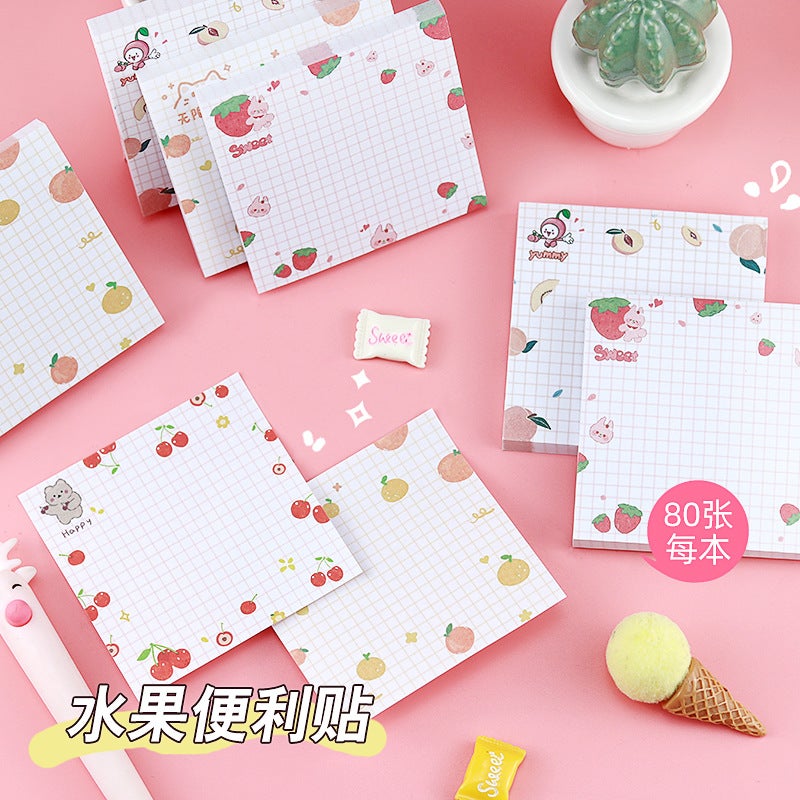Fruit Sticky Notes – Japanese and Korean Cartoon Memo Stickers for Students - Image 2