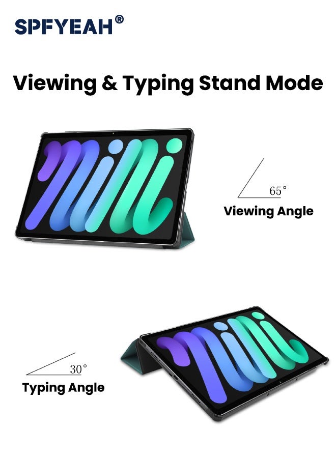 SPFYEAH Cover for iPad mini 7 (7th Generation, 2024) / mini 6 (6th Generation, 2021), [Built in Trifold Stand][Auto Wake Sleep] Slim Stand Hard Back Shell Shockproof Cover for iPad Mini 7/6 8.3inch, Green - Image 4